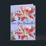 Kärlek: Du Wifes Namn Lilac Flowers Watercolor Car Kort<br><div class="desc">Kärlek: Dam/Womans/Wifes Namn Lilac Flowers Lilies Watercolor Card eller Tack you Card. Designad från en av mina ursprungliga trädgårdsfärger,  njut!</div>
