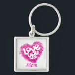 Kärlek du x Mamma-nyckelkedja Fyrkantig Silverfärgad Nyckelring<br><div class="desc">Cute-nyckelkedjan Kärlek du x design med magentans hjärta. Anpassa med dig själv i namn. Det här exemplet lyder: Mamma. Unik design av Sarah Trett.</div>