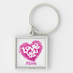Kärlek du x Mamma-nyckelkedja Fyrkantig Silverfärgad Nyckelring