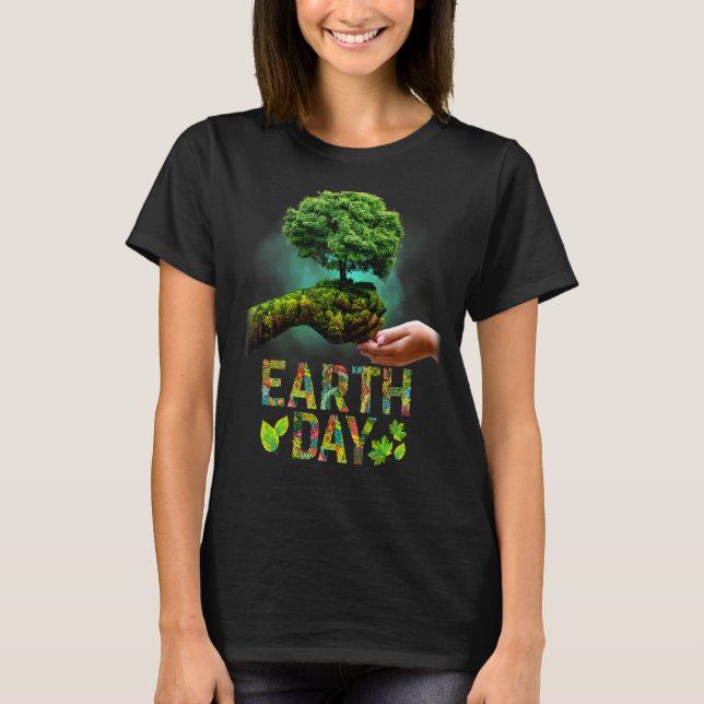Kärlek Earth Day Environmental Protection Spara Tr T Shirt (Framsida)