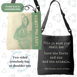 Kärlek, Earth Grönt och Black Bunny Vintage Tote Axelväska
