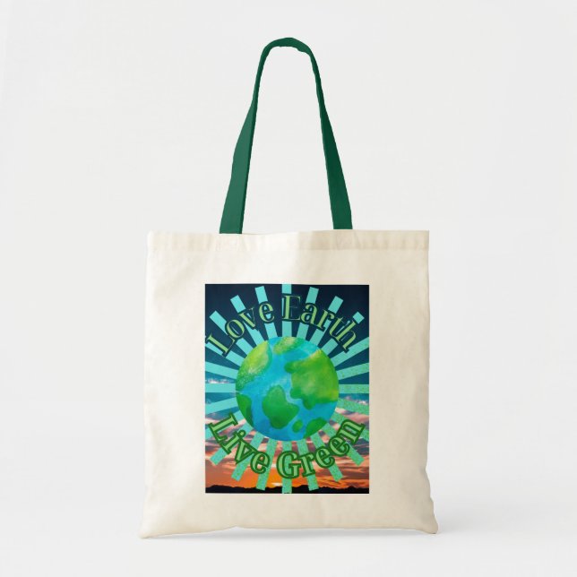 Kärlek Earth Live Grönt Tote Bag - Grönt Earth Day Tygkasse (Framsidan)