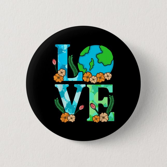 Kärlek Earth Planet Spara Earth's Day Graphic Knapp (Framsida)