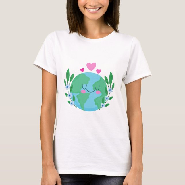 Kärlek Earth Smiling T Shirt (Framsida)