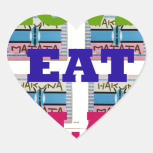 Kärlek Eat Play Hakuna Matata Art Skriv ut Hjärtformat Klistermärke
