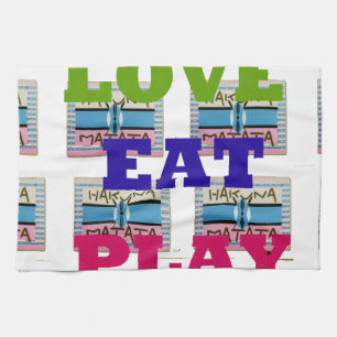 Kärlek Eat Play Hakuna Matata Art Skriv ut Kökshandduk