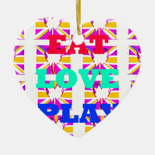 Kärlek Eat Play Heart Hakuna Matata färg.png Julgransprydnad Keramik