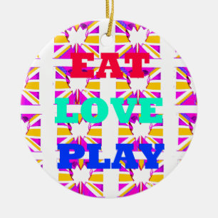 Kärlek Eat Play Heart Hakuna Matata färg.png Julgransprydnad Keramik
