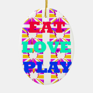 Kärlek Eat Play Heart Hakuna Matata färg.png Julgransprydnad Keramik