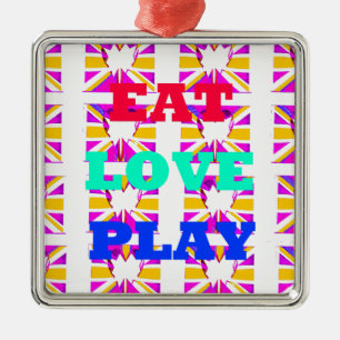 Kärlek Eat Play Heart Hakuna Matata färg.png Julgransprydnad Metall