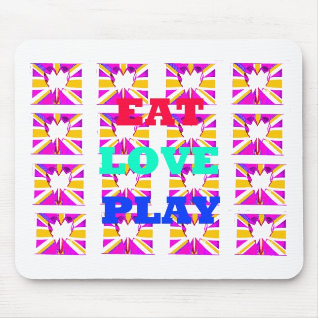 Kärlek Eat Play Heart Hakuna Matata färg.png Musmatta (Framsidan)