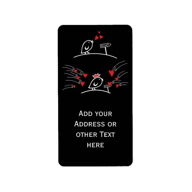 KÄRLEK ECHO - Tecknad Birds Tweetlercools 2 Adressetikett (Framsidan)