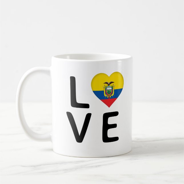 Kärlek - Ecuador Flagga Kaffemugg (Vänster)