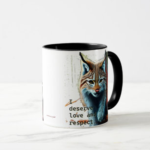 Kärlek egenvärde mantra med konstnärligt lynx Mugg