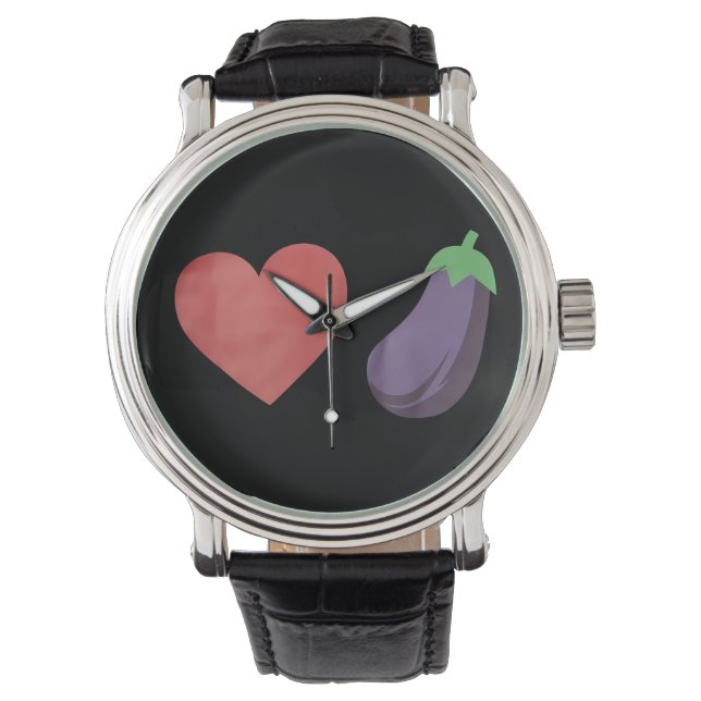 Kärlek Eggplant Funny Gay LGBTQ Pride Armbandsur (Framsida)