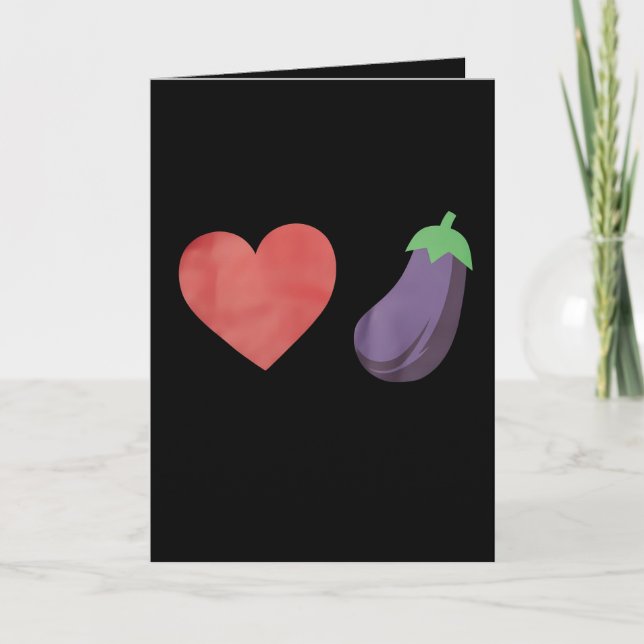 Kärlek Eggplant Funny Gay LGBTQ Pride Kort (Framsida)