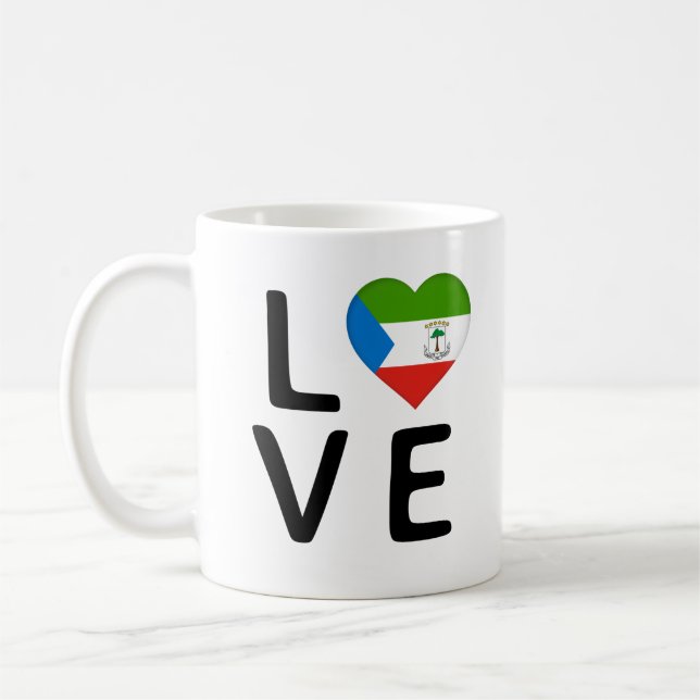 Kärlek - Ekvatorialguinea Flagga Kaffemugg (Vänster)