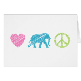 Kärlek, elefant och fred hälsningskort