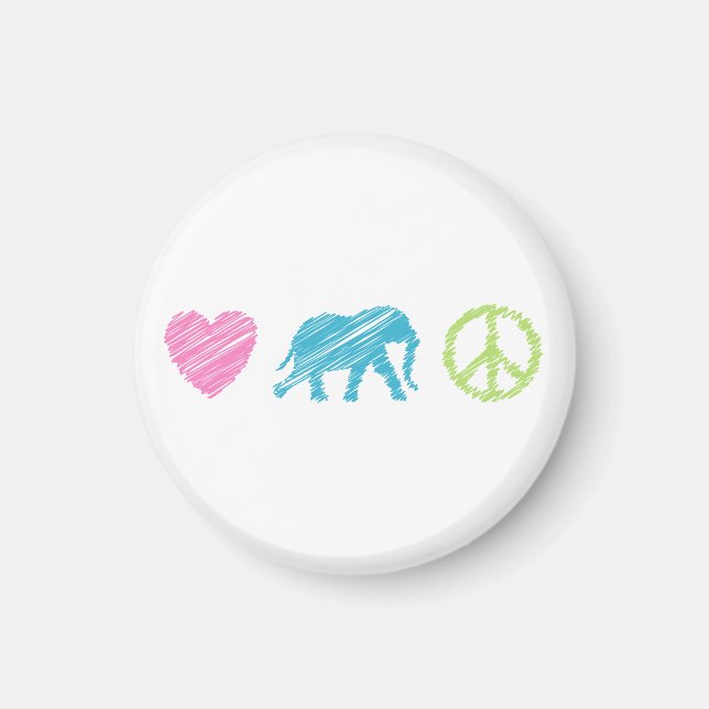 Kärlek, elefant och fred magnet (Framsidan)