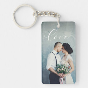 Kärlek Elegant Calligrafi med fotot Nyckelring