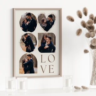 Kärlek Elegant Personlig Fotokollage Beige Poster