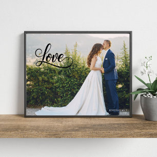 Kärlek Elegant Skrift Bröllopsfoto Väggkonst Fototryck