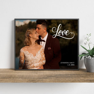 Kärlek Elegant Skrift Bröllopsfoto Väggkonst Fototryck