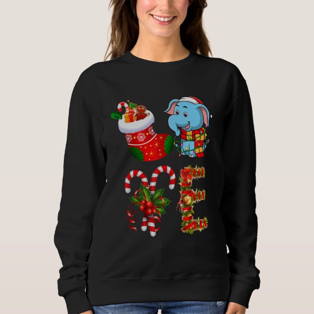 Kärlek Elephant jul jul Ljus Santa Hat-julen T Shirt (Framsida)