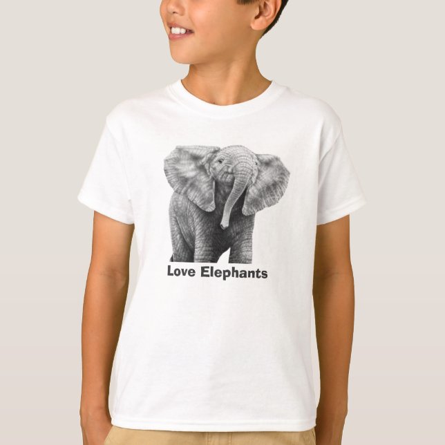 Kärlek Elephants Kids T-Shirt (Framsida)