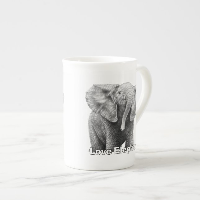 Kärlek Elephants Specialty Mugg Benporslin Mugg (Framsida höger)