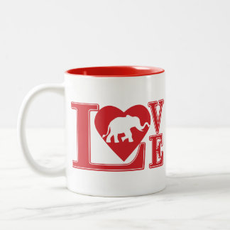 Kärlek-Elephants Två-Tonad Mugg