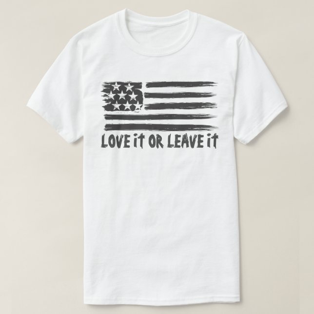 kärlek eller lämna den amerikanska flagga t shirt (Design framsida)