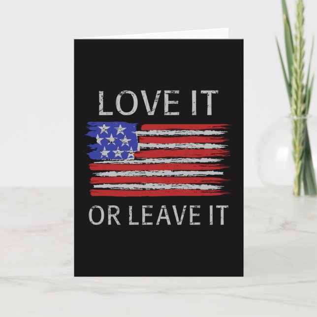 Kärlek eller lämna USA flagga Kort (Framsida)