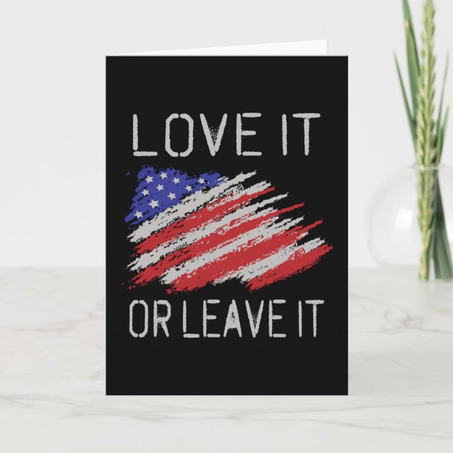 Kärlek eller lämna USA flagga Kort (Framsida)