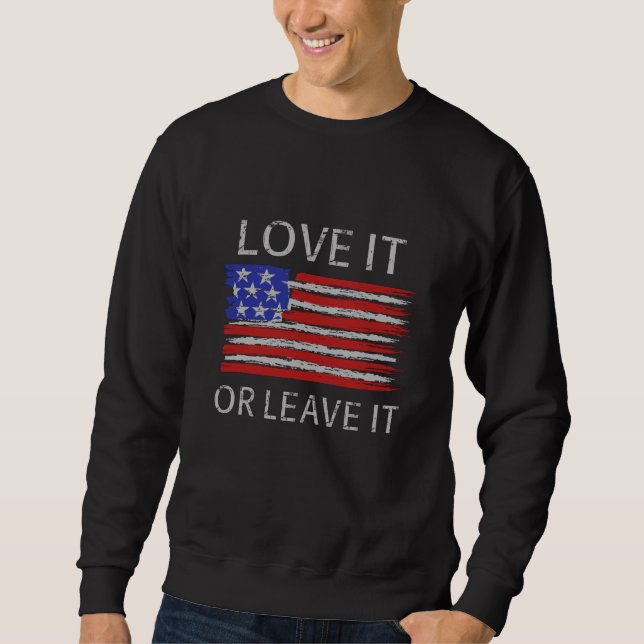 Kärlek eller lämna USA flagga Lång Ärmad Tröja (Framsida)