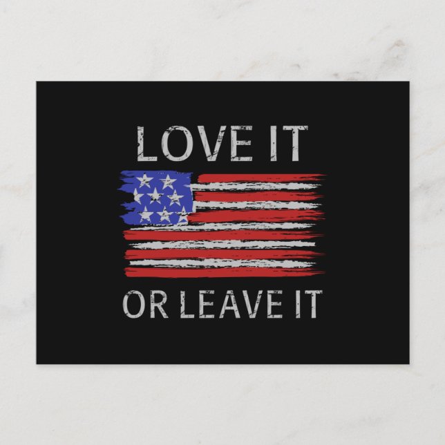 Kärlek eller lämna USA flagga Vykort (Framsida)