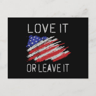 Kärlek eller lämna USA flagga Vykort