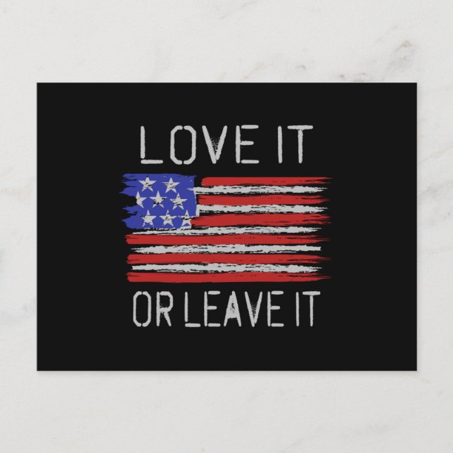 Kärlek eller lämna USA flagga Vykort (Framsida)