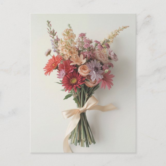 Kärlek eller Vänskap - Elegant Blommigt Bouquet Vykort (Framsida)