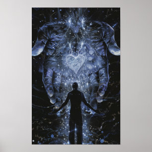 Kärlek Embrace - Giant Händer Holding Heart Poster