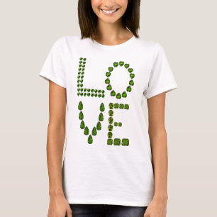 Kärlek - Emerald Grönt Gemstone Lettering T Shirt