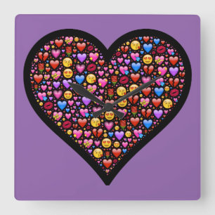 Kärlek Emoji Customized Fyrkantig Klocka