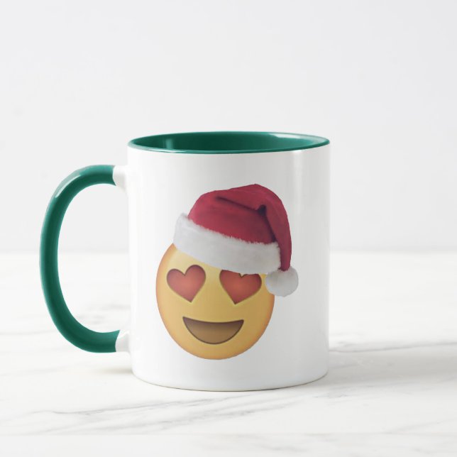 Kärlek Emoji-kyss under mistletojulen mugg (Vänster)