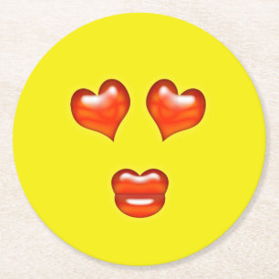 Kärlek Emoji Underlägg Papper Rund