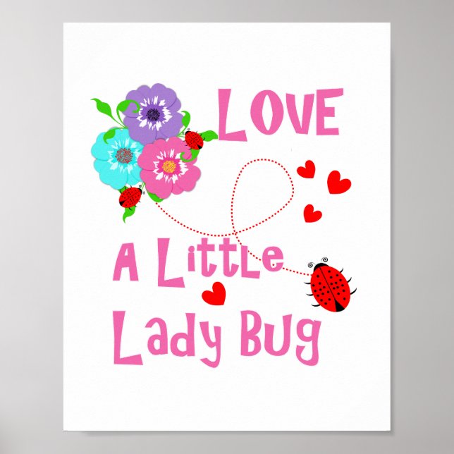 Kärlek En liten Nyckelpiga Cute Kids Poster (Framsidan)