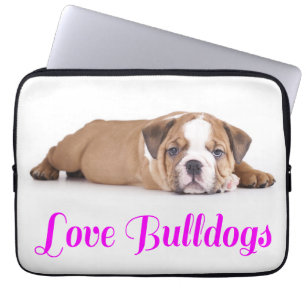 Kärlek Engelsk Bulldog Puppy Hund Bärbar Dator Fod Laptop Fodral