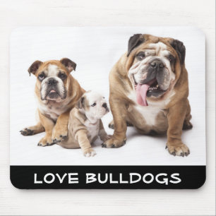 Kärlek (engelska bullhundarna Puppy Hundar Family Musmatta