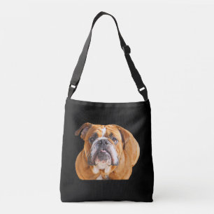 Kärlek English Bulldog Hund Ansikte - Brown Mascot Axelväska