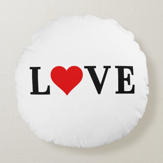 KÄRLEK enkel minimalistisk Elegant Rund Kudde (Framsidan)