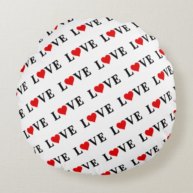 KÄRLEK enkel minimalistisk Elegant Rund Kudde (Framsidan)